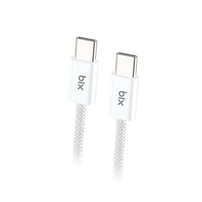 Bix Type-C to Type-C 60W Örgülü Şarj ve Data Kablosu 1 Metre Beyaz - 1