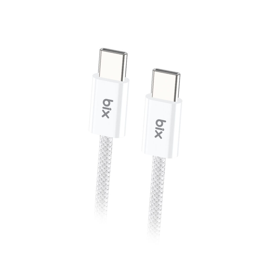 Bix Type-C to Type-C 60W Örgülü Şarj ve Data Kablosu 1 Metre Beyaz - 1