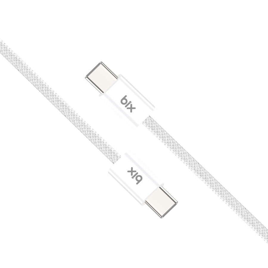 Bix Type-C to Type-C 60W Örgülü Şarj ve Data Kablosu 1 Metre Beyaz - 3