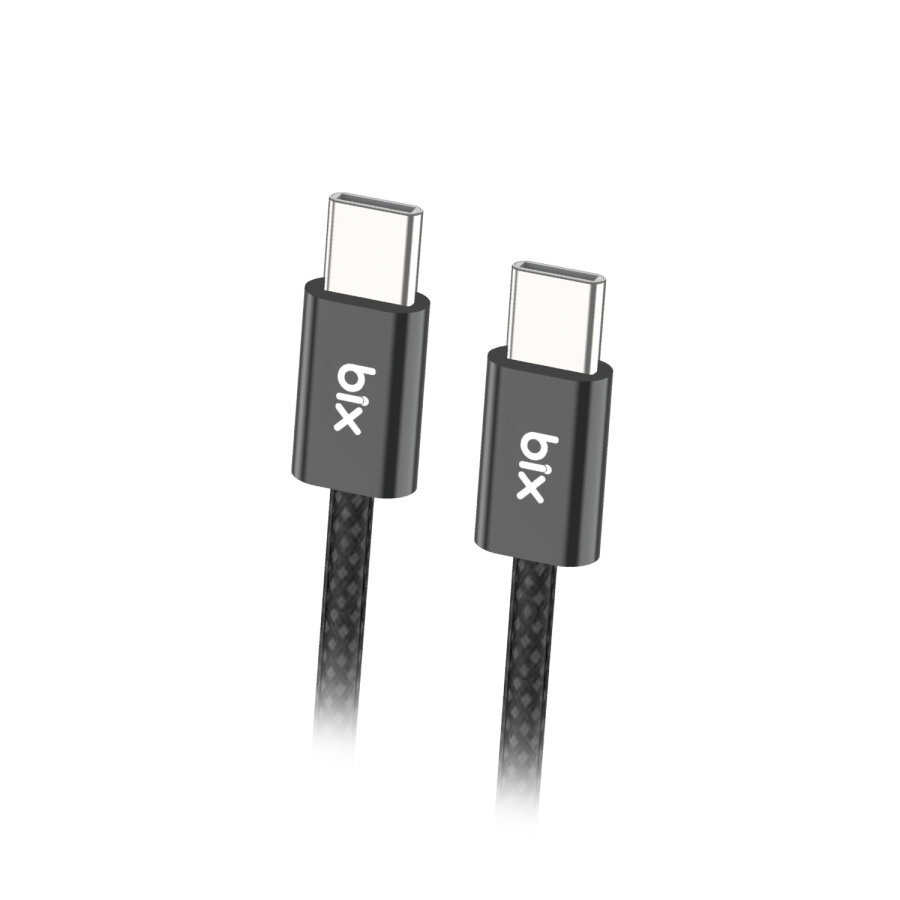 Bix Type-C to Type-C 60W Örgülü Şarj ve Data Kablosu 1 Metre Siyah - 1