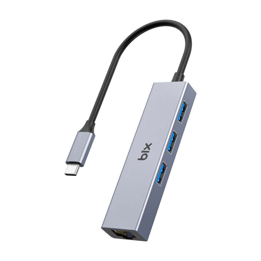 Bix Type-C USB 3.0 Gigabit Ethernet 3 Portlu Çoklayıcı Hub - 1