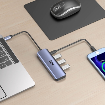 Bix Type-C USB 3.0 PD Kart Okuyucu 3 Portlu Çoklayıcı Hub - 5