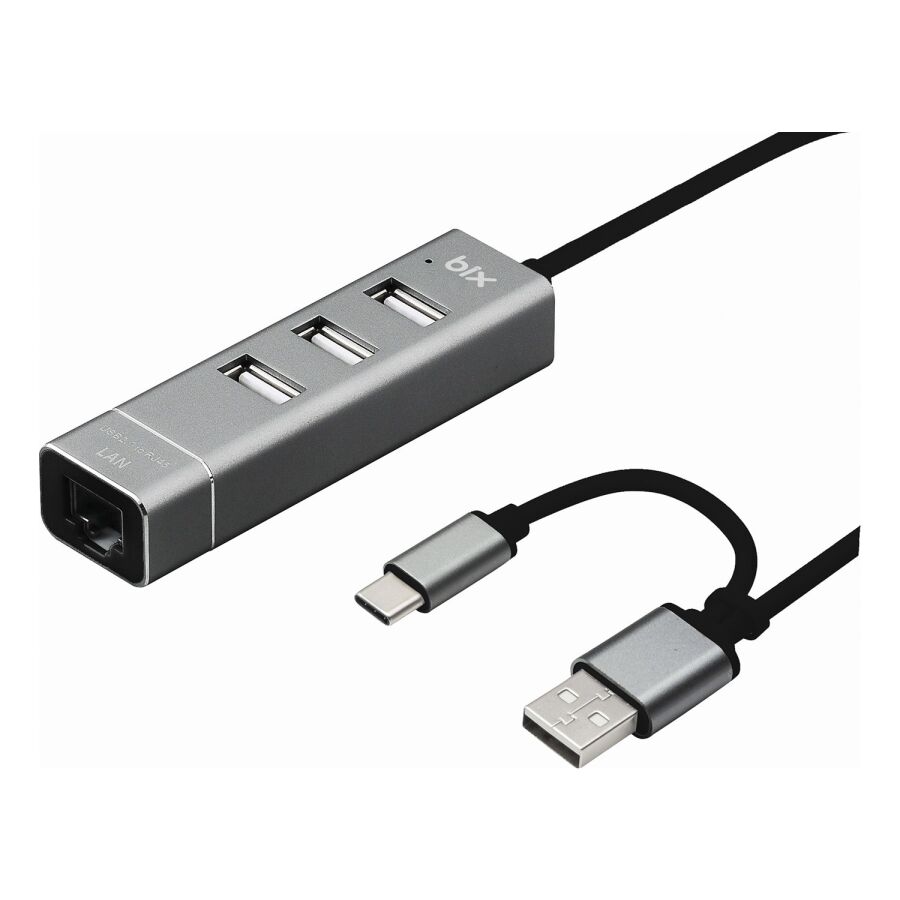 Bix Type-C USB Ethernet 3 Portlu Çoklayıcı Hub - 1