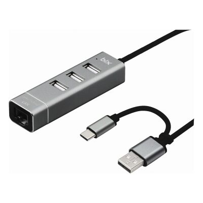 Bix Type-C USB Ethernet 3 Portlu Çoklayıcı Hub