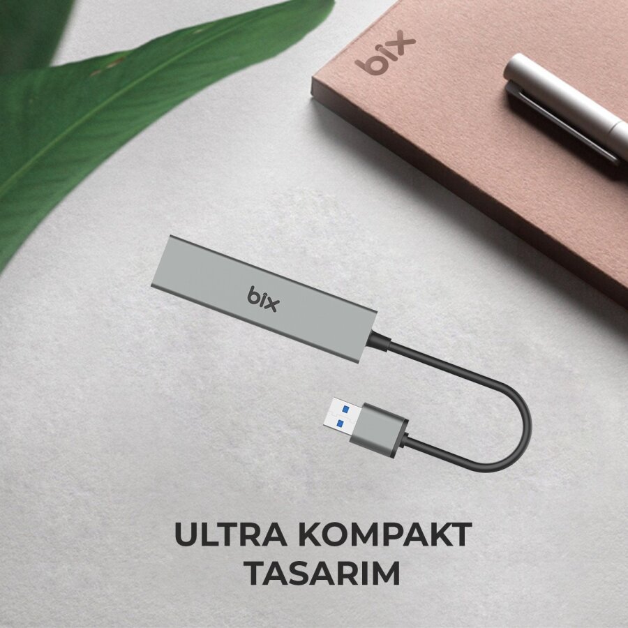 Bix USB 3.0 Gigabit Ethernet 3 Portlu Çoklayıcı Hub - 5