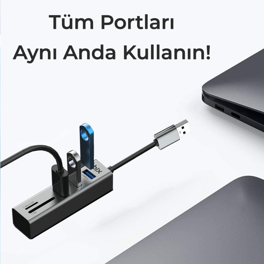 Bix USB 3.0 Kart Okuyucu ve 3 Portlu Çoklayıcı Hub - 2
