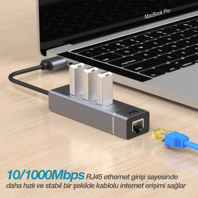 Bix USB Ethernet Dönüştürücü 3 Portlu USB Hub - 6