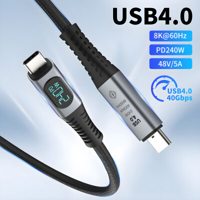 Bix USB4 Thunderbolt 4/3 Uyumlu PD 240W 40Gbps 8K 60Hz Ultra HD Dijital Ekran Göstergeli Şarj, Data ve Görüntü Kablosu 1 Metre - 2