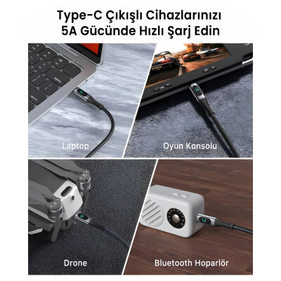 Bix USB4 Thunderbolt 4/3 Uyumlu PD 240W 40Gbps 8K 60Hz Ultra HD Dijital Ekran Göstergeli Şarj, Data ve Görüntü Kablosu 1 Metre - 6