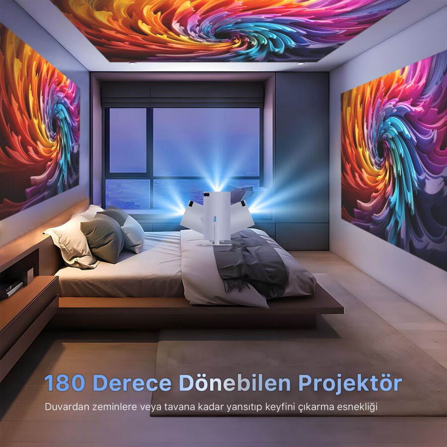 Bix Vega Android Projeksiyon Cihazı HD 1280×720 4K Desteği 170 ANSI Lümen Wifi Bluetooth Mini Akıllı Projektör - 5