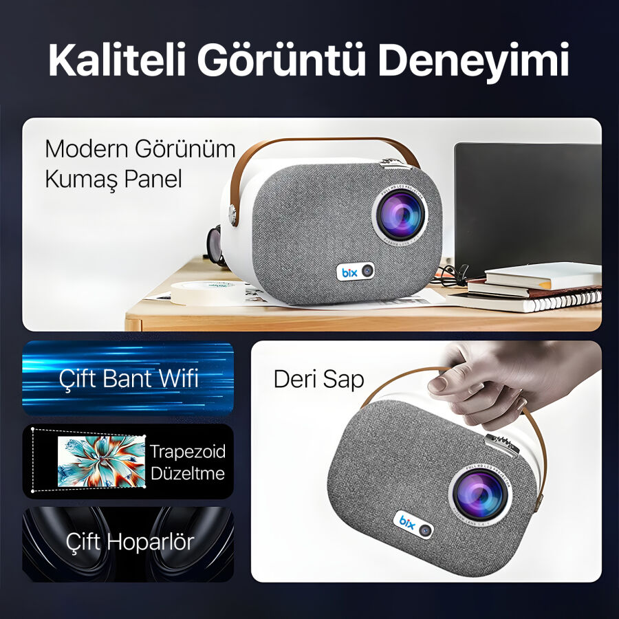 Bix Vega II Android Projeksiyon Cihazı Full HD 1920x1080 4K Desteği 200 ANSI Lümen Wifi Bluetooth Akıllı Projektör - 2