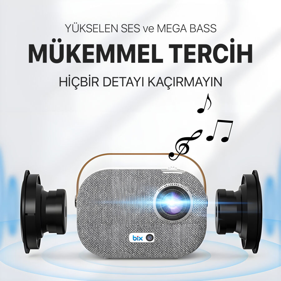Bix Vega II Android Projeksiyon Cihazı Full HD 1920x1080 4K Desteği 200 ANSI Lümen Wifi Bluetooth Akıllı Projektör - 6