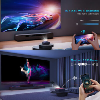 Bix Vega III Android Projeksiyon Cihazı Full HD 1920x1080 4K Desteği 400 ANSI Lümen Wifi Bluetooth Akıllı Projektör - 6