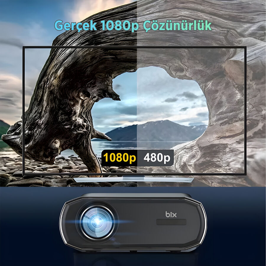 Bix Vega III Android Projeksiyon Cihazı Full HD 1920x1080 4K Desteği 400 ANSI Lümen Wifi Bluetooth Akıllı Projektör - 9