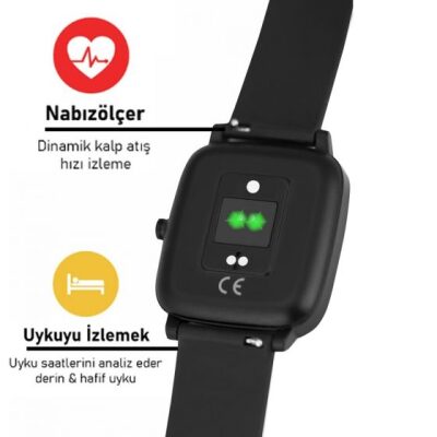 Bix Watch+ SW-02 Adım Nabız Kalori ve Ateş Ölçen Akıllı Saat Siyah - 6