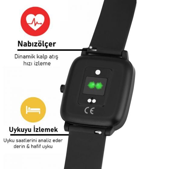 Bix Watch+ SW-02 Adım Nabız Kalori ve Ateş Ölçen Akıllı Saat Siyah - 6