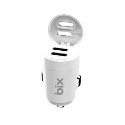 BXCC65C 65W Çift Portlu Type-C Araç Şarj Aleti iPhone & Android & Notebook Mini Araç içi Şarj Cihazı Beyaz - 2