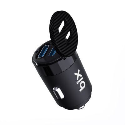 BXCC65C 65W Çift Portlu Type-C Araç Şarj Aleti iPhone & Android & Notebook Mini Araç içi Şarj Cihazı Siyah - 5
