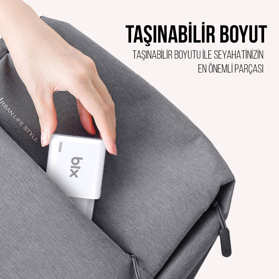 BXUC30TA 30W Type-C PD 3.0 Hızlı Şarj Adaptörü ve 1 Metre 3A Type-C Şarj Kablosu Beyaz - 7
