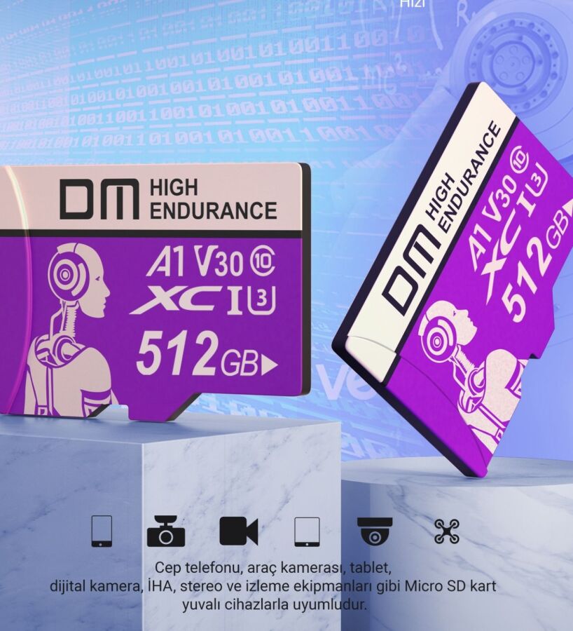 DM 512GB Class 10 A1 V30 95MB/s Micro SD Hafıza Kartı - 5