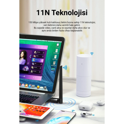 DM AD081 150 Mbps USB Wireless Adaptör Wifi Alıcı Verici Access Point - 3