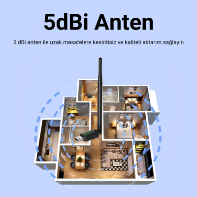 DM AD083 650 Mbps USB Wireless Adaptör Wifi Alıcı Verici Access Point - 4