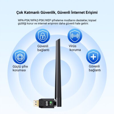 DM AD087 Bluetooth 5.0 Adaptör 600Mbps Dual Band WiFi Alıcı-Verici Access Point Kablosuz Ağ Adaptörü - 4