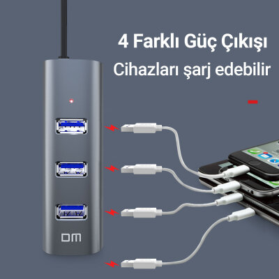 DM CHB010 Type-C to USB 3.0 4 Portlu Alüminyum Hub Çoklayıcı - 2