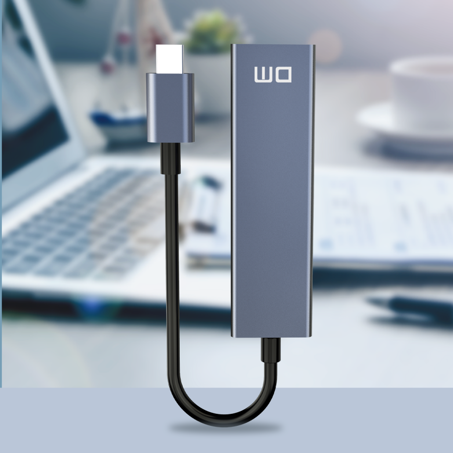 DM CHB013 Type-C to RJ45 Gigabit Ethernet ve USB 3.0 Çoklayıcı Dönüştürücü - 2