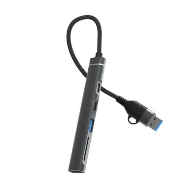 DM CHB025 USB-A ve Type-C Girişli 2*Type-C 1*USB-A SD Micro SD TF Kart Okuyucu Çoklayıcı Dönüştürücü - 1