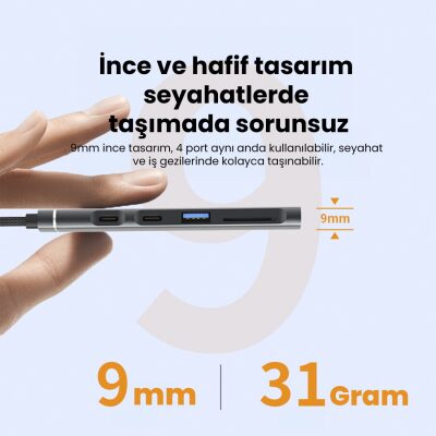 DM CHB025 USB-A ve Type-C Girişli 2*Type-C 1*USB-A SD Micro SD TF Kart Okuyucu Çoklayıcı Dönüştürücü - 5