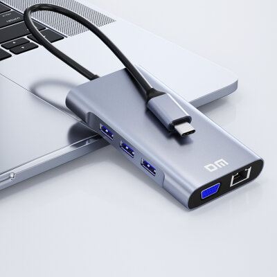 DM CHB055 Type-C to HDMI VGA RJ45 Ethernet 3*USB 3.0 Aux PD TF SD Kart Okuyucu Dönüştürücü - 3