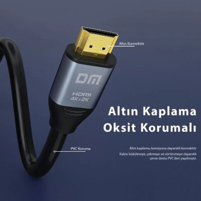 DM HI010 4K 60Hz HDMI 2.0 Görüntü ve Ses Aktarım Kablosu 10 Metre - 4