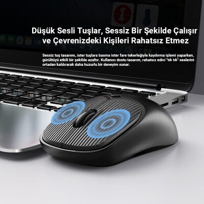 DM K17 Dual Mode Bluetooth ve 2.4GHz Kablosuz 1200DPI Ergonomik Optik Mouse - 6