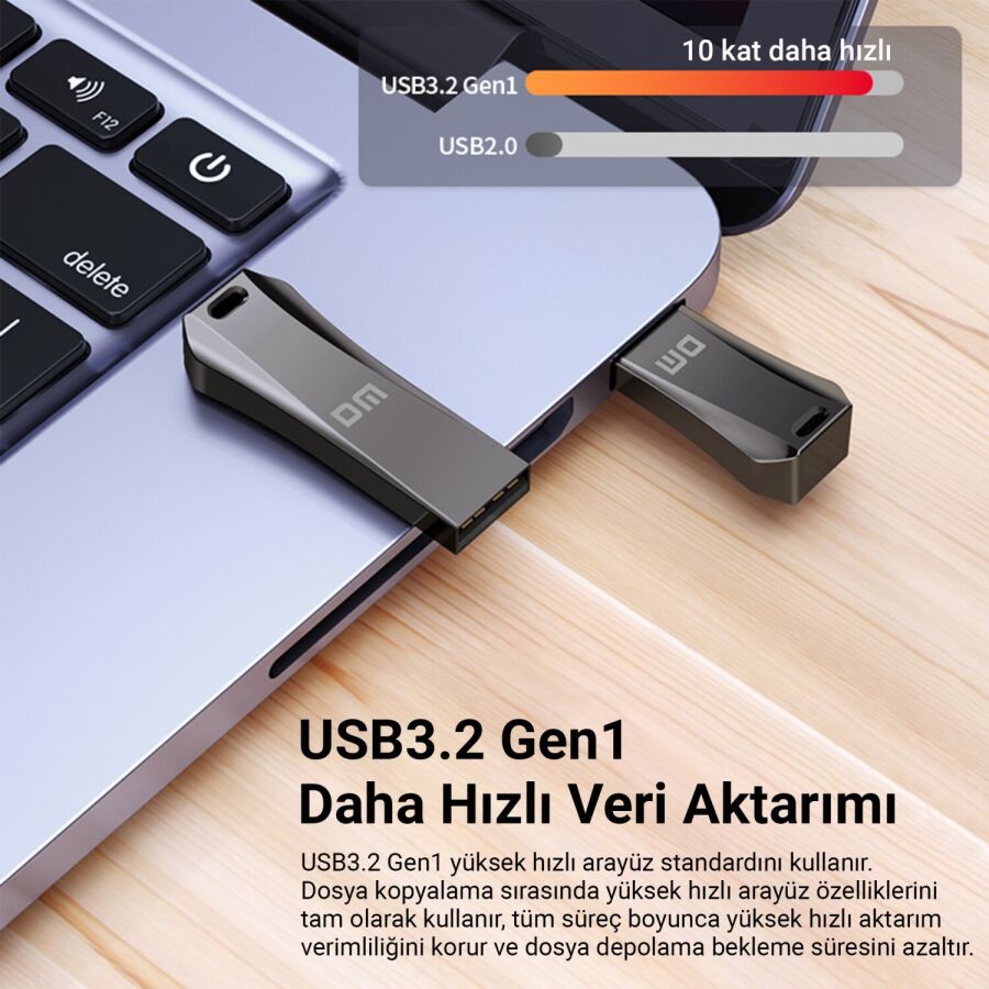 DM PD236 Metal USB 3.2 Gen 1 128GB Hızlı USB Flash Bellek - 6