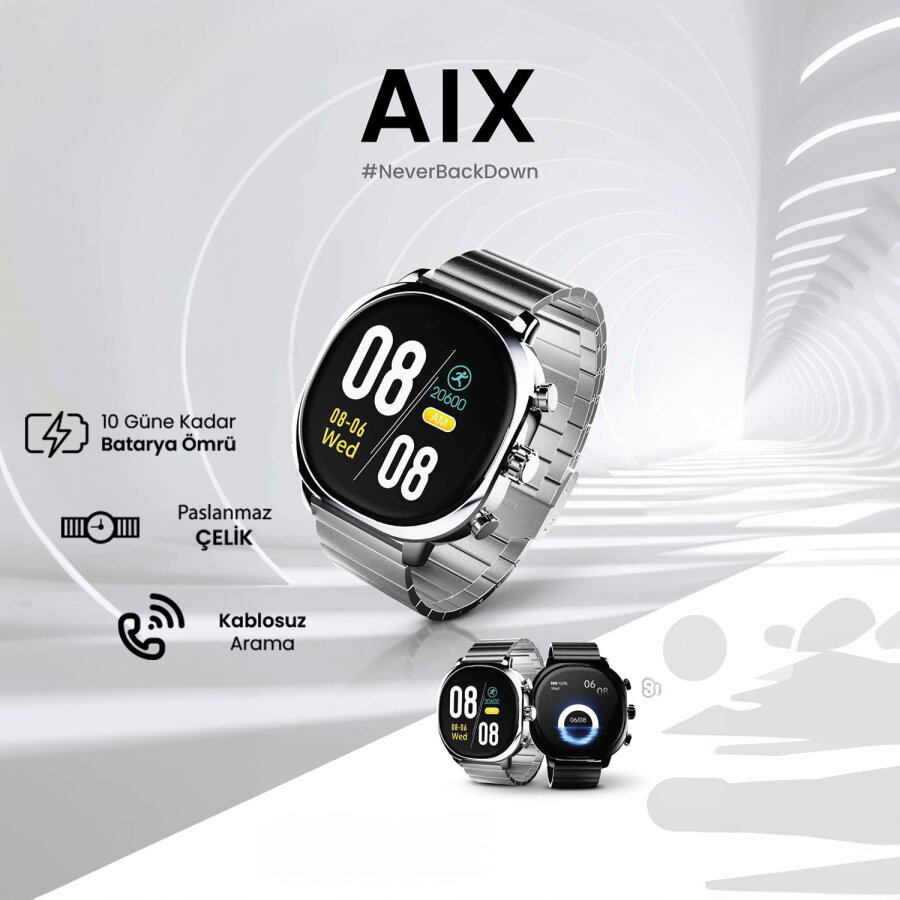 HiFuture AIX Akıllı Saat Nabız ve Kan Oksijen Takipli Spor Modlu IP68 Su Geçirmez Siyah - 11