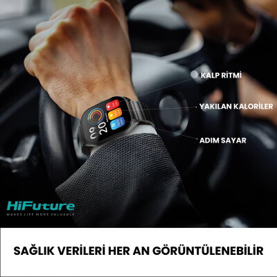 HiFuture APEX Akıllı Saat 2.04 İnç AMOLED Ekran Bluetooth 5.3 Arama Özellikli Spor Takipli Gümüş - 11