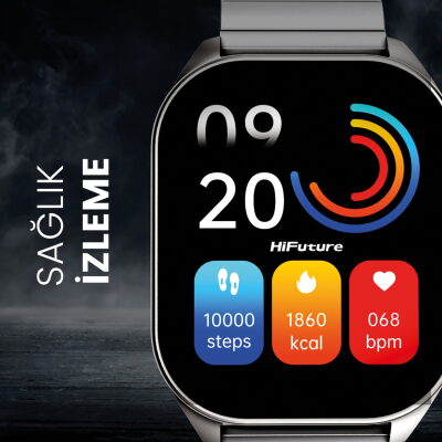 HiFuture APEX Akıllı Saat 2.04 İnç AMOLED Ekran Bluetooth 5.3 Arama Özellikli Spor Takipli Gümüş - 8