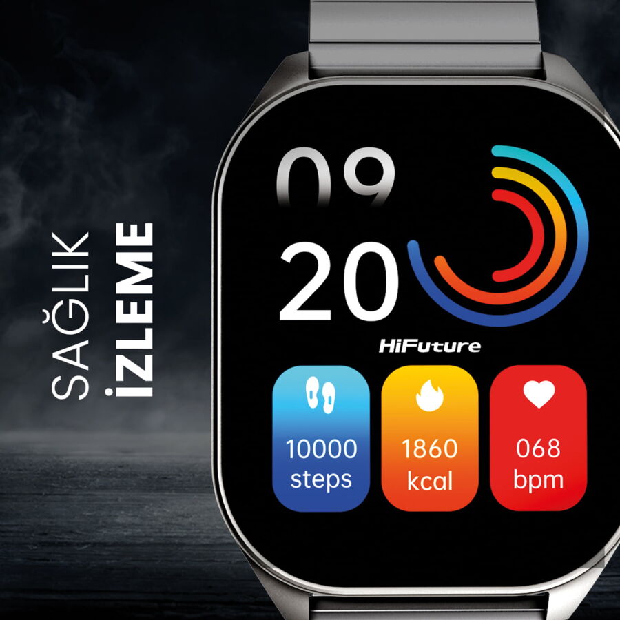 HiFuture APEX Akıllı Saat 2.04 İnç AMOLED Ekran Bluetooth 5.3 Arama Özellikli Spor Takipli Gümüş - 8