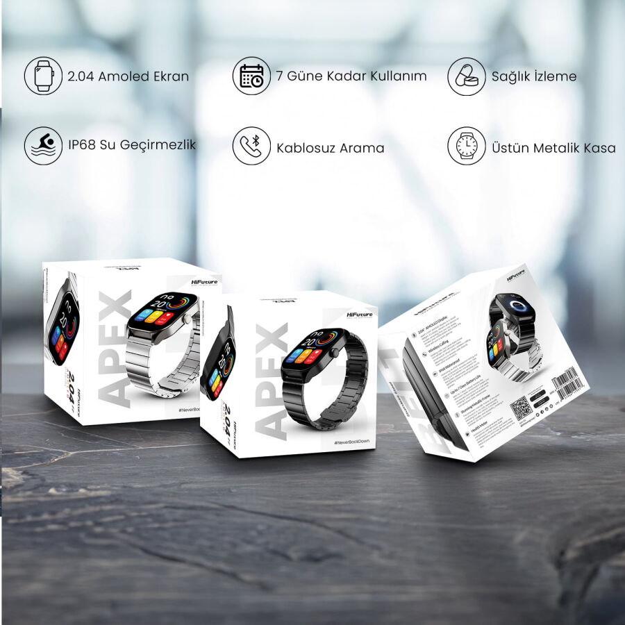 HiFuture APEX Akıllı Saat 2.04 İnç AMOLED Ekran Bluetooth 5.3 Arama Özellikli Spor Takipli Siyah - 13