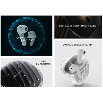 HiFuture FlyBuds 3 Bluetooth 5.3 TWS Kablosuz ENC Kulakiçi Kulaklık Beyaz - 6