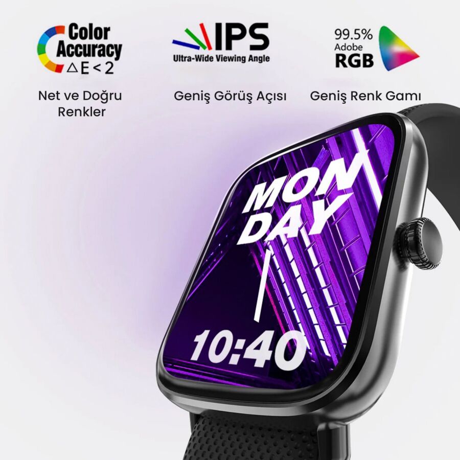 HiFuture FutureFit Zone 43mm IP68 Suya Dayanıklı Nabız Ölçer Akıllı Saat Gri - 7