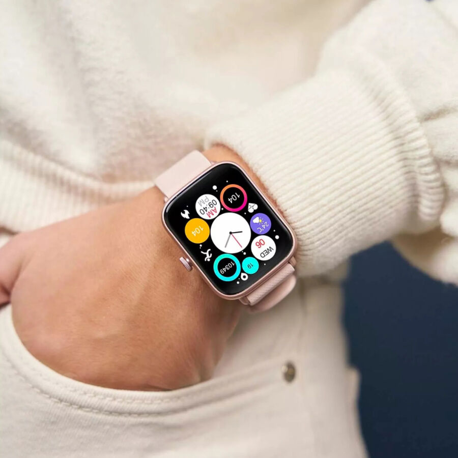 HiFuture FutureFit Zone 43mm IP68 Suya Dayanıklı Nabız Ölçer Akıllı Saat Pembe - 6