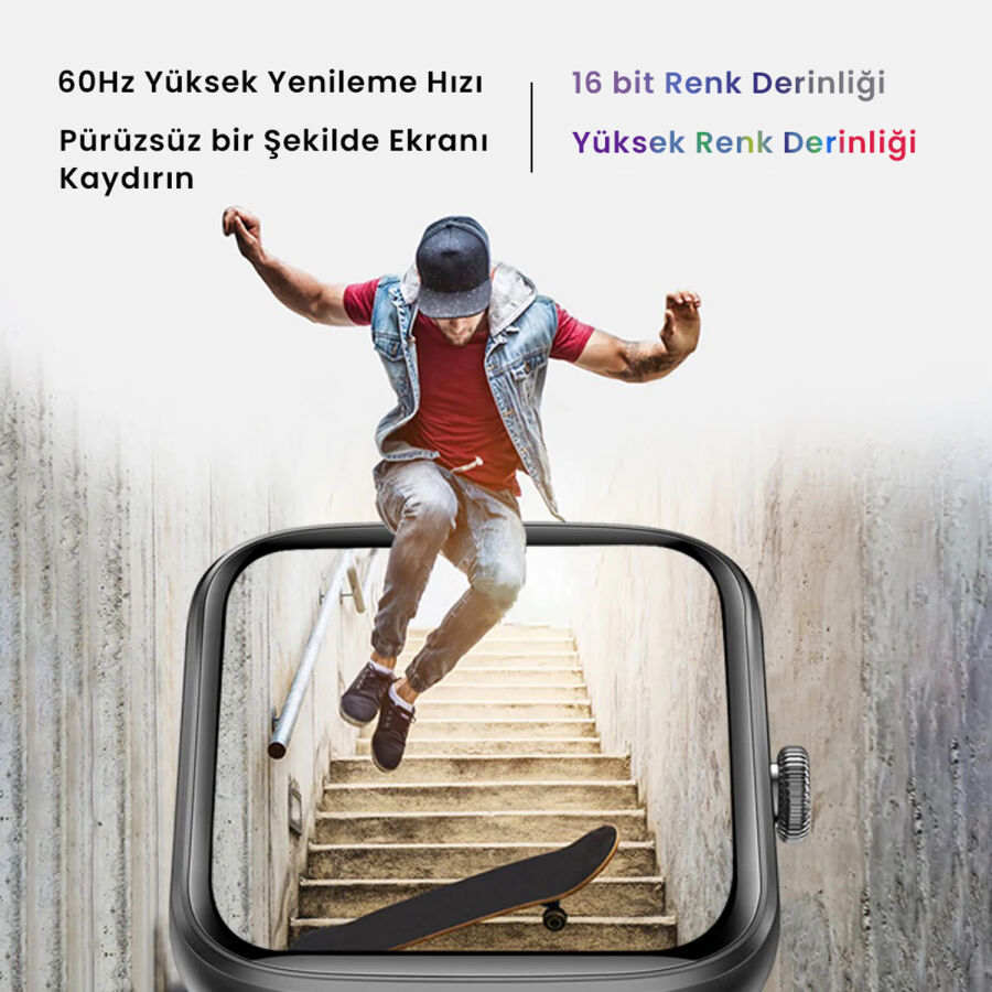 HiFuture FutureFit Zone 43mm IP68 Suya Dayanıklı Nabız Ölçer Akıllı Saat Pembe - 7