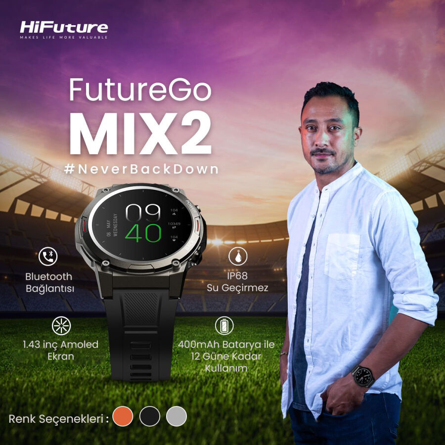 HiFuture FutureGo Mix2 36mm Amoled Ekran Sesli Arama Özellikli Akıllı Saat Gri - 12
