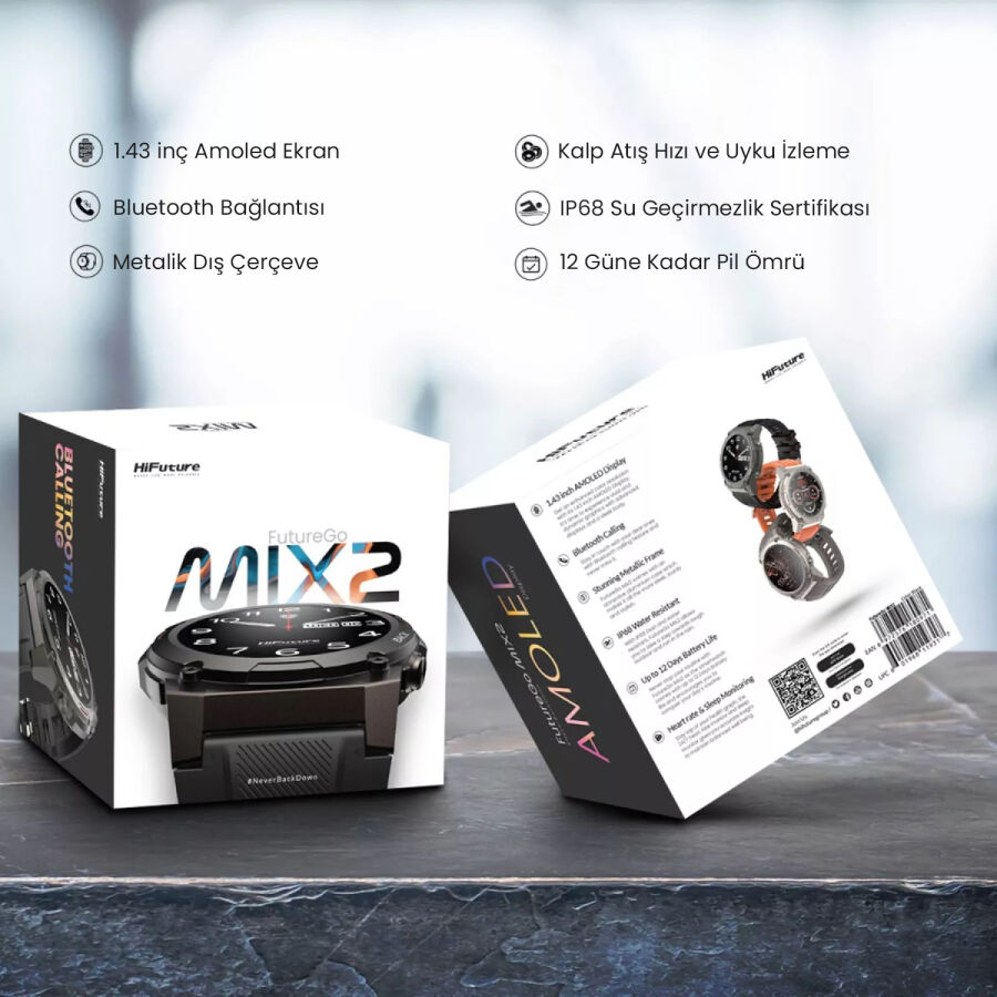 HiFuture FutureGo Mix2 36mm Amoled Ekran Sesli Arama Özellikli Akıllı Saat Siyah - 12