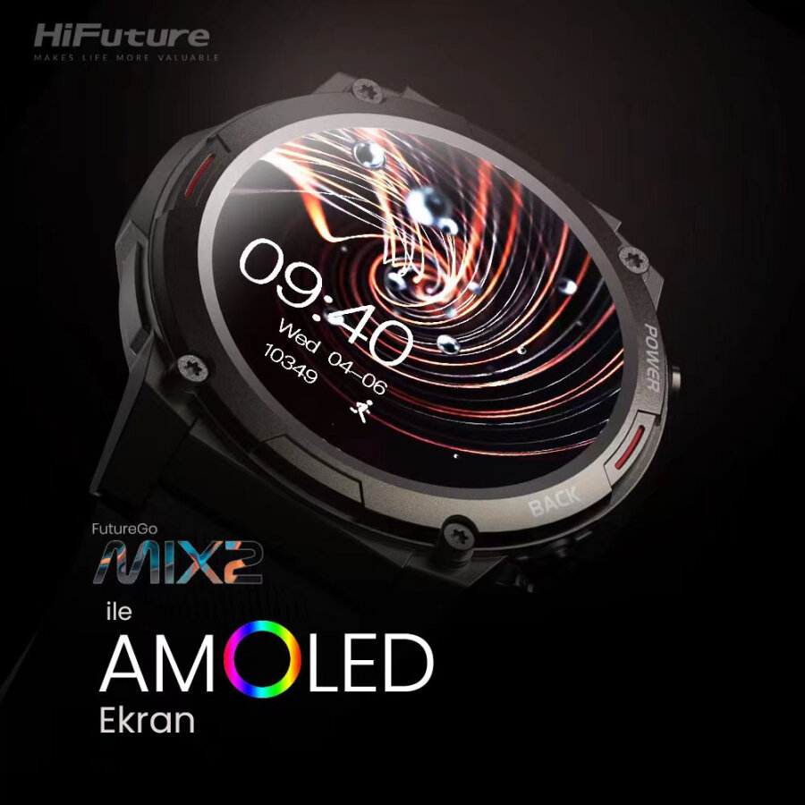 HiFuture FutureGo Mix2 36mm Amoled Ekran Sesli Arama Özellikli Akıllı Saat Turuncu - 12