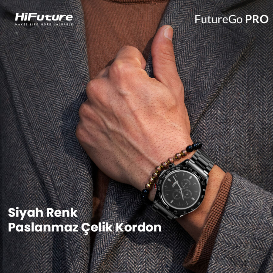 HiFuture FutureGo Pro 34mm IP68 Suya Dayanıklı Akıllı Saat Siyah - 5