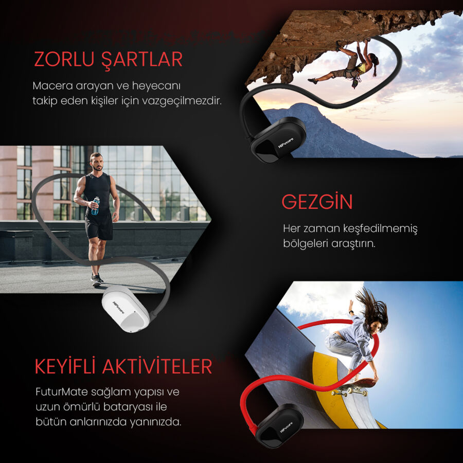 HiFuture FutureMate Bluetooth 5.3 Open-Ear Kablosuz ENC Kulaklık Kırmızı - 10