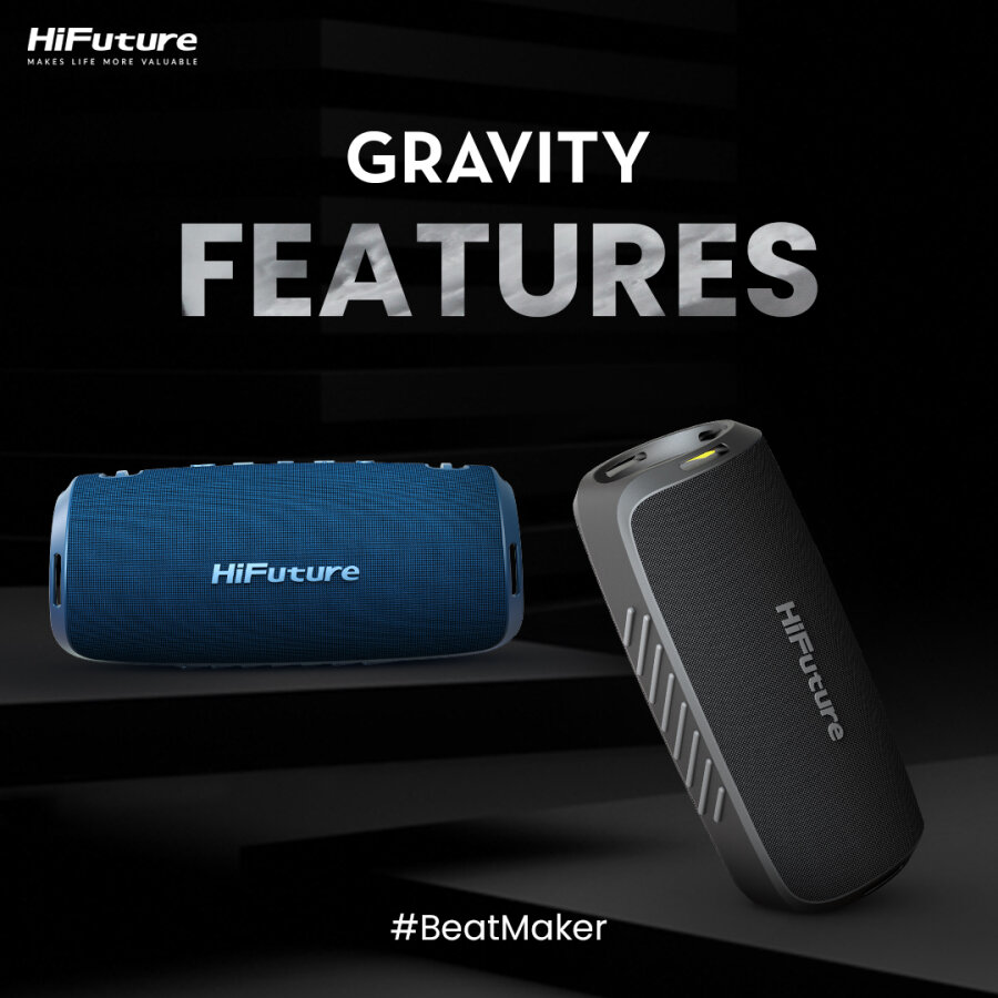 HiFuture Gravity RGB BT 5.3 45W IPX7 Taşınabilir Stereo Bluetooth Hoparlör Siyah - 6